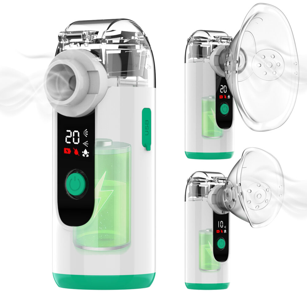 Bouldon Portable Mesh Nebulizer Machine with LED Screen – Dual Modes, Self-Cleaning, Rechargeable for Home & Travel